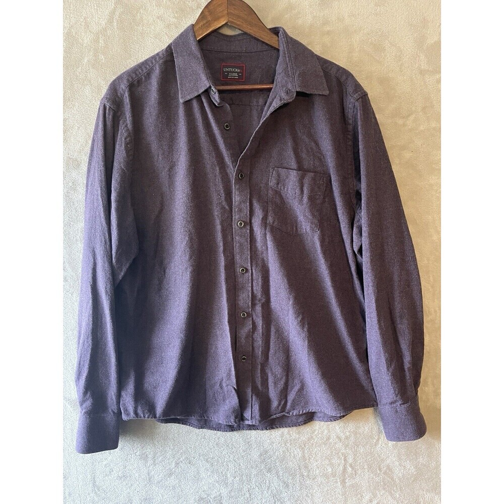 Untuckit‎ Flannel Shirt Men's XXL Purple Collared Button Down 100% Cotton